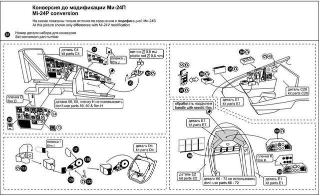 1/72 Фототравление для вертолетов Миль Ми-24, Ми-35М: интерьер кабины (ACE PE7257)