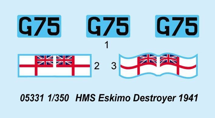 1/350 HMS Eskimo образца 1941 года, эскадренный миноносец (Trumpeter 05331), сборная модель