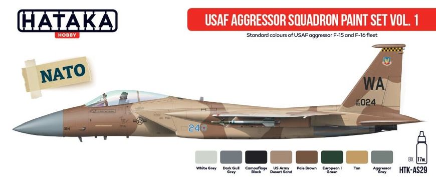 Набор красок USAF Aggressor Squadron №1, 8 шт (Red Line) Hataka AS-29