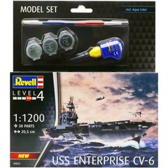 1/1200 USS Enterprise CV-6 американський авіаносець, серія Model Set з фарбами, клеєм та пензлями (Revell 65824), збірна модель