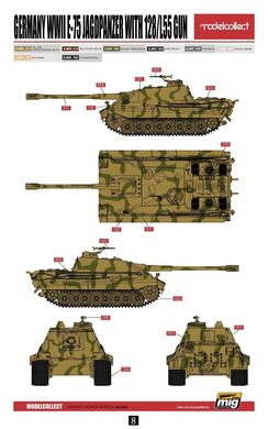 1/72 Немецкая САУ E-75 Jagdpanther с орудием 128/L55 (Modelcollect UA72069), сборная модель