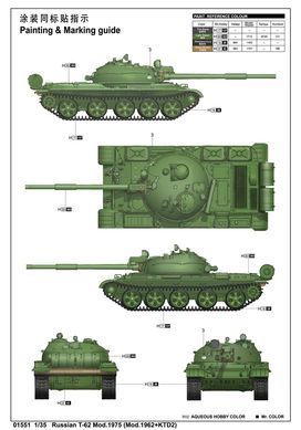 1/35 Танк Т-62 зразка 1975 року з фігурками&nbsp;(Trumpeter 01551), збірна модель