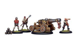 Warmachine: Mercenary Privateer Commodore Cannon and Crew, Unit Box = 1 Commodore Cannon + 3 Crewman, під масштаб 28-30 мм, метал (Privateer Press 41043)