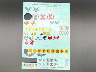 Space Marine Vehicle Transfer Sheet, декаль (порезанная) для миниатюр Warhammer 40000 (Games Workshop)