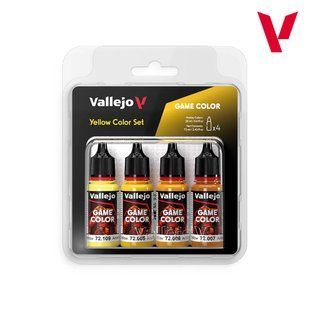 Набір фарб "Відтінки жовтого: Yellow Color Set", 4 фарби по 18 мл, акрилові (Vallejo 72378 Game Color Paint Set)