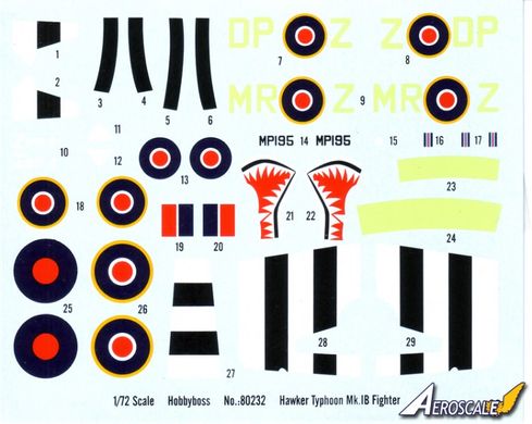 1/72 Hawker Typhoon Mk.IB британский истребитель, серия Easy Kit (HobbyBoss 80232), сборная модель