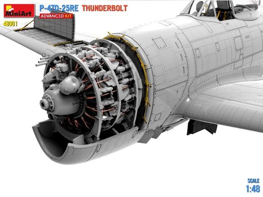 1/48 Истребитель-бомбардировщик P-47D-25RE Thunderbolt, расширенная версия Advanced Kit (Miniart 48001), сборная модель