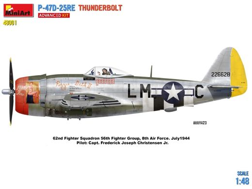 1/48 Винищувач-бомбардувальник P-47D-25RE Thunderbolt, розширена версія Advanced Kit (Miniart 48001), збірна модель