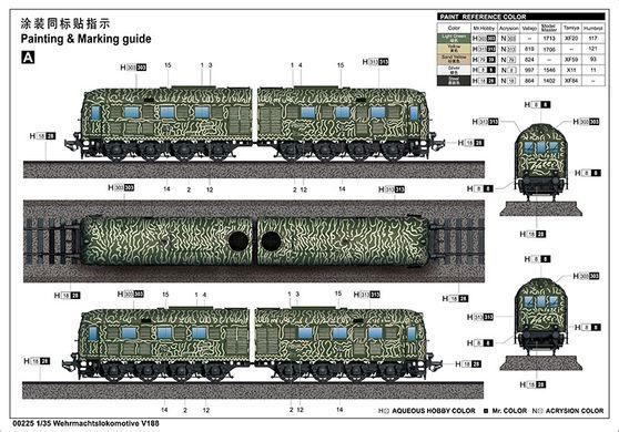 1/35 Wehrmachtslokomotive V188 германский дизельный локомотив (Trumpeter 00225), сборная модель