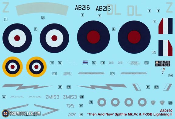 1/72 Самолеты Spitfire Mk.Vc и F-35B Lightning II, серия Then and Now, с клеем и красками (Airfix A50190), сборные модели