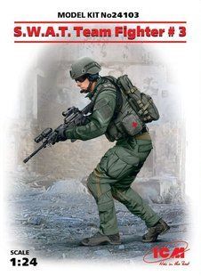 1/24 (75 мм) Боец подразделения S.W.A.T. #3 (ICM 24103), сборная пластиковая фигура