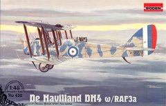 1/48 De Havilland DH4 с двигателем RAF3a самолет Первой мировой (Roden 432) сборная модель