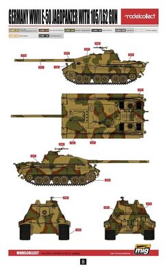 1/72 Німецька САУ E-50 Jagdpanther з гарматою 105/L62 (Modelcollect UA72070), збірна модель