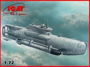1/72 Type XXVIIB Zeehund (поздняя) германская подводная лодка Второй мировой (ICM S.007), сборная модель
