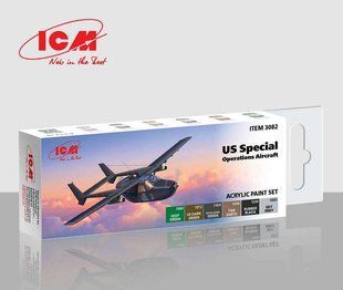 Набор красок "Авиация США для спецопераций", 6 красок по 12 мл, акриловые (ICM 3082 US Special Operations Aircraft Paint Set)