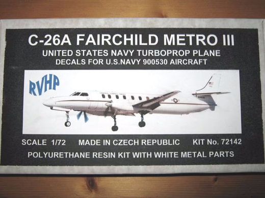 1/72 Літак C-26A Fairchild Metro III, смоляна модель з металевими деталями (RVHP Models 72142), збірна модель