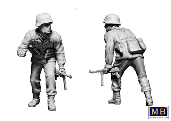 1/35 Німецькі солдати Другої світової, включно з командиром танка та кулеметником, 5 фігур (Master Box 35218), збірні пластикові