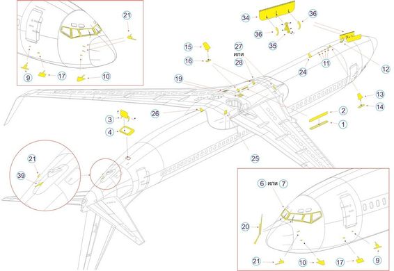 1/144 Фототравління для Boeing 737-8MAX, для моделей Звєзда (Мікродизайн 144218)