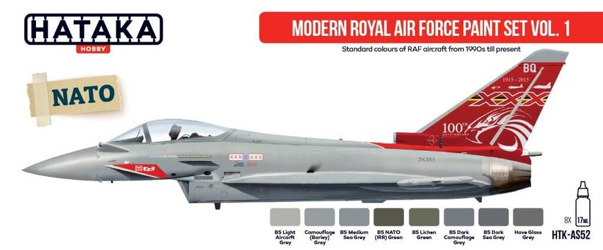 Набор красок Modern Royal Air Force №1, 8 шт (Red Line) Hataka AS-52