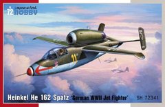 1/72 Heinkel He 162 Spatz німецький реактивний винищувач (Special Hobby SH-72341), збірна модель