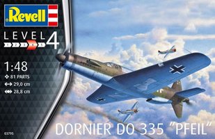 1/48 Dornier Do-335 Pfeil немецкий истребитель с фигурами техников и пилота (Revell 03795), сборная модель