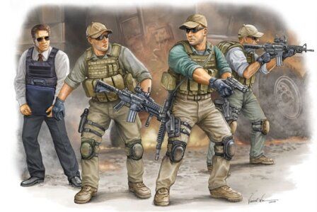 1/35 Американские солдаты в Ираке (охрана VIP персон), 4 фигуры (Trumpeter 00420)