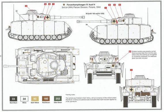 1/35 Pz.Kpfw.IV Ausf.H середины производства, германский танк (Airfix A1351), сборная модель