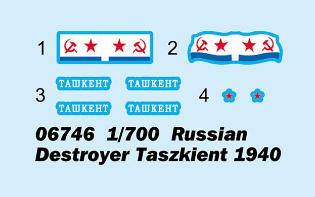 1/700 Ташкент образца 1940 года, советский лидер эсминцев, waterline model (по ватерлинию) (Trumpeter 06746), сборная модель