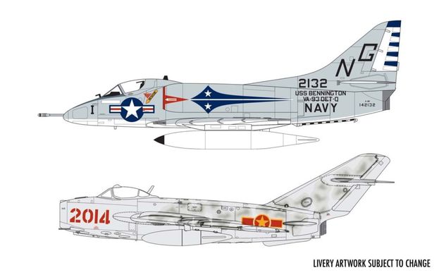 1/72 Самолеты МиГ-17Ф и A-4B Skyhawk, серия Dogfight Doubles с клеем и красками (Airfix A50185), сборные модели