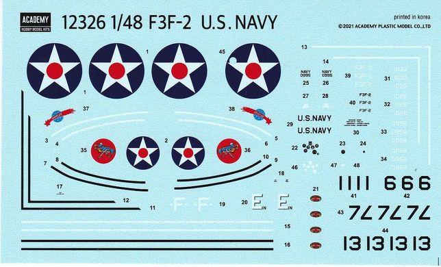 1/48 USN F3F-2 VF-6 "Fighting Six" американский флотский истребитель (Academy 12326), сборная модель