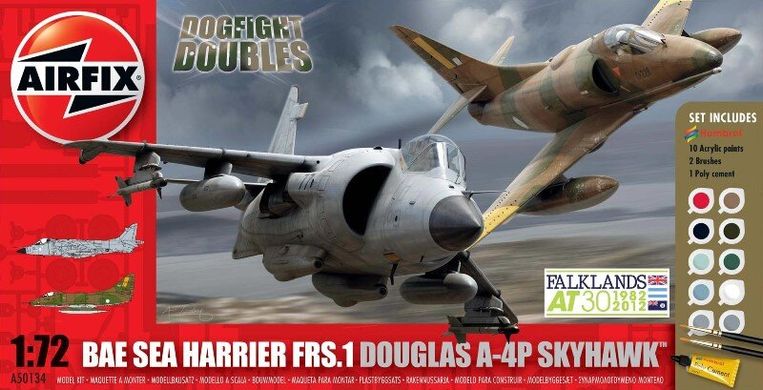 Airfix 50134 Dogfight Doubles "BAe Sea Harrier FRS.1 + Douglas A-4P Skyhawk" 1/72 + клей + краска + кисточка