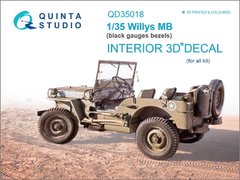 1/35 Об'ємна 3D декаль для автомобіля Jeep Willys MB, інтер'єр (Quinta Studio QD35018)