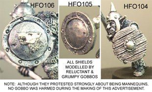 HassleFree Miniatures - Axe + arm / Wolf-head shield. Suit HFO006 - HF-HFO103