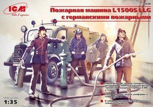 1/35 L1500S LLG германский пожарный автомобиль + фигуры пожарных (ICM 35528), сборная модель