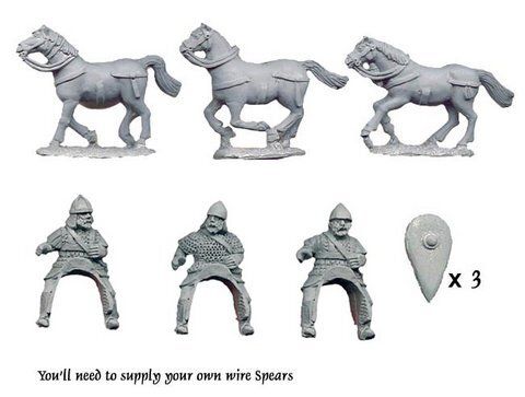 Темные века (Dark Ages) - Thematic Kataphraktoi with Spear/Kontos (3) - Crusader Miniatures NS-CM-DAB101