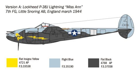 1/72 Lockheed P-38J Lightning американський винищувач (Italeri 1446), збірна модель
