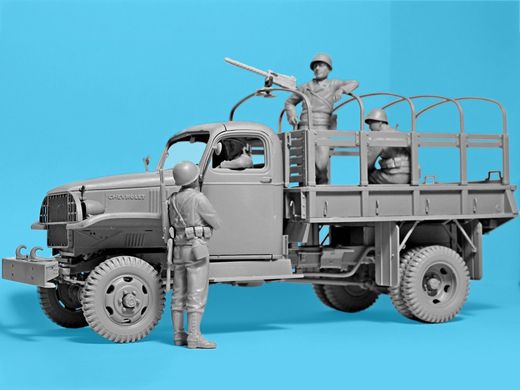 1/35 Военный патруль США: автомобиль Chevrolet G7107 с пулеметом M1919A4 и фигурами (ICM 35599), сборная модель