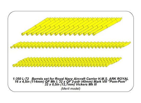1/350 Комплект стволов для HMS Ark Royal, металлические (Aber 350-L72)