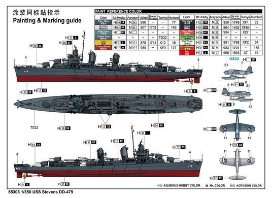 1/350&nbsp;USS Stevens DD-479 американський ескадрений міноносець (I Love Kit 65308), збірна модель