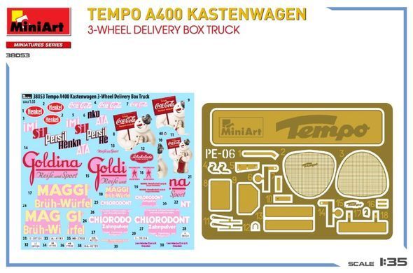 1/35&nbsp;Tempo A400 Kastenwagen фургон доставки (MiniArt 38053), збірна модель