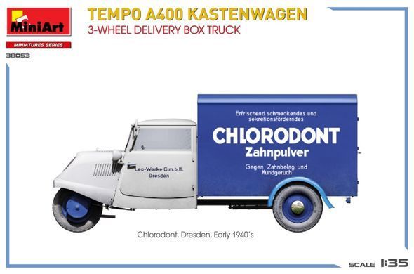 1/35&nbsp;Tempo A400 Kastenwagen фургон доставки (MiniArt 38053), збірна модель