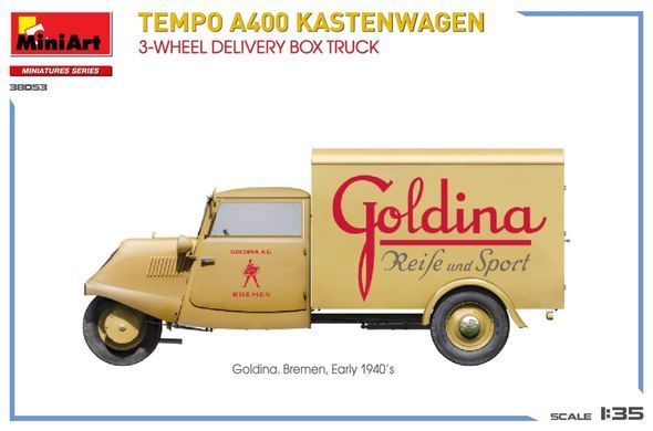 1/35&nbsp;Tempo A400 Kastenwagen фургон доставки (MiniArt 38053), збірна модель