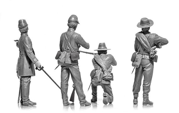 1/35 Піхота Конфедерації громадянської війни в США, 4 фігури (ICM 35021), збірні пластикові