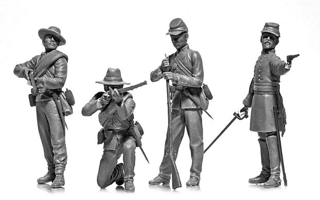 1/35 Піхота Конфедерації громадянської війни в США, 4 фігури (ICM 35021), збірні пластикові