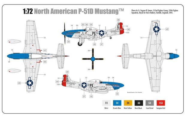 1/72 North American P-51D Mustang (Lt. Eugene W James) (Airfix 01004A) сборная модель
