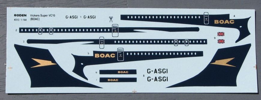 1/144 Vickers Super VC10 Type 1151 "BOAC Airlines" пассажирский самолет (Roden 313) сборная модель