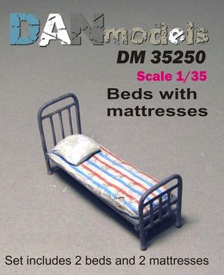 1/35 Ліжка армійські з матрацом та подушкою, 2 штуки, збірні (DANmodels DM35250)