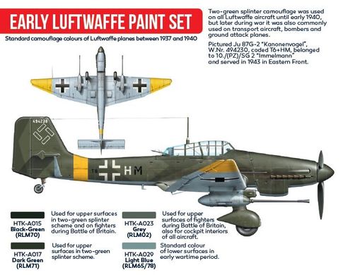 Набір фарб Early Luftwaffe 1937-40, 4 шт (Red Line) Hataka AS-02