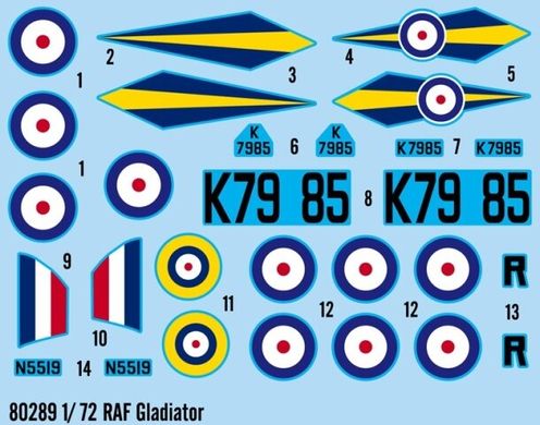 1/72 Gloster Gladiator біплан-винищувач (HobbyBoss 80289), збірна модель