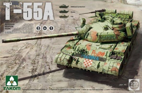 1/35 Т-55А средний танк 3-в-1 (Takom 2056) сборная модель